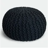 casamia Pouf Strickhocker Baumwolle Ø 45 cm Schwarz