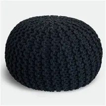 casamia Pouf Strickhocker Baumwolle Ø 45 cm Schwarz