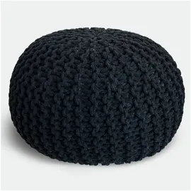 casamia Pouf Strickhocker Baumwolle Ø 45 cm Schwarz