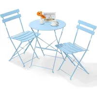 TLGREEN Balkonset, Bistro-Set 3 teilig,Balkonmöbel Klappbar für Terrasse,Garten blau