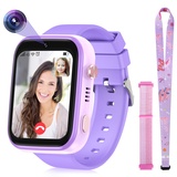 4G Smartwatch Kinder mit GPS und Telefon, Smart Watch Kinder mit WLAN Videoanruf Kamera SOS, IP67 Wasserdicht Kinder Smartwatch mit GPS Echtzeit-Ortung,Musik-Video-Player,Alarm (T45, Lila)