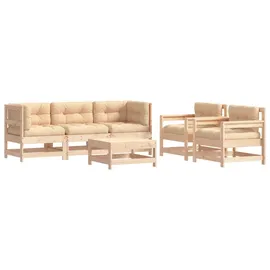 vidaXL Garten-Lounge-Set 6-tlg. braun/beige