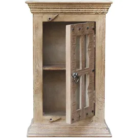 SIT Möbel SIT DAIPUR beige natur antikgrau), B:44cm H:70cm T:20cm, Glas, Massivholz, Schränke, Hängeschrank, geschnitzte Verzierungen