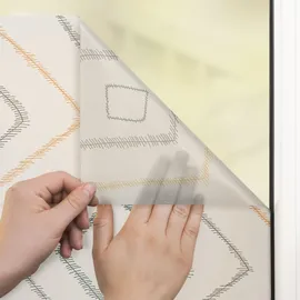 Lichtblick Fensterfolie selbstklebend, Sichtschutz, Stripy Boho Rectangle - Beige B/L: ca. 100x180 cm