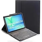 YHFZR Tastatur Hülle for Samsung Galaxy Tab S10 FE+ 13,1'', (QWERTY Layout), Ultradünn Flip Entfernbar Drahtloser Keyboardständer Ledertasche für Samsung Galaxy Tab S10 FE+/FE Plus 13,1 Zoll, Schwarz
