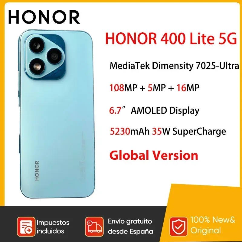 HONOR 400 Lite 5G Smartphone MediaTek Dimensity 7025-Ultra 6,7'' AI-Kamerataste 108 MP HD 5230 mAh 35 W SuperCharge AMOLED-Display