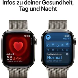 Apple Watch Series 10 GPS + Cellular 46 mm Titangehäuse natur Milanaise Armband natur S/M