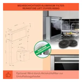 Klarstein Royal Flush Eco Dunstabzugshaube 90 cm 576 m3/h A+