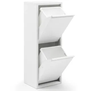 gowoll Mülltrennsystem 2-3-4 Fach Mülleimer Küche aus Metall Fleckenfest Wandmontage, Abfalleimer Küchenmülleimer mit Herausnehmbarer Inneneimer Recycling weiß 2 x 15 L