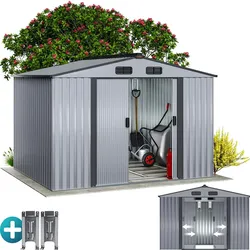 GARDEBRUK® XXL Metall Gerätehaus 5m2 mit Fundament grau