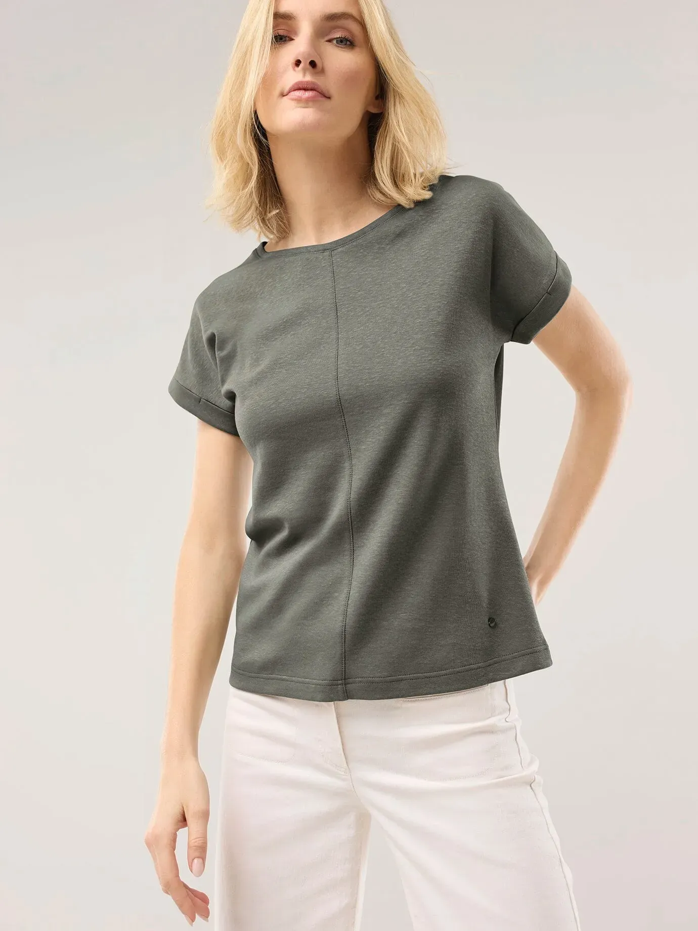 Walbusch Damen Kimonoshirt Leinenmix Grün