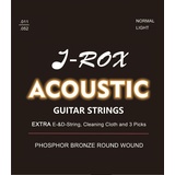 J-ROX Gitarrensaiten Westerngitarre - Premium Phosphor Bronze Saiten für die Westerngitarre, Akustikgitarre + Extra E-Saite + Extra D-Saite + Reinigungstuch + 3 Picks – Gitarren Saiten
