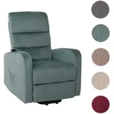 Fernsehsessel HWC-K62, Sessel Relaxsessel TV-Sessel, Liegefunktion Aufstehhilfe elektrisch, Metall Chenille ~ blau-grün