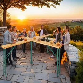 Tectake Stehtisch Quattro 241 x 241 x 103 cm Braun