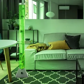 GLOBO Wassersäule Stehleuchte Sprudelsäule Farbwechsel Dekolampe LED Stehlampe, mit 5 Deko-fischen, Sprudelstärke einstellbar, Lxbxh 21,5x21,5x120 cm