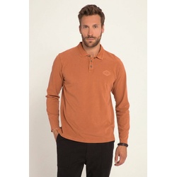 JP1880 Poloshirt Poloshirt Langarm Vintage washed Polokragen beige|orange 4XL