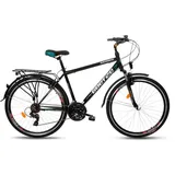 T&Y Trade 28 Zoll Herren City Trekking Fahrrad Trekkingfahrrad Herrenrad CITYFAHRRAD Herrenfahrrad Rad Bike 18 Gang Beleuchtung STVO Federgabel Gabelfederung GOETZE Gemini Schwarz Türkis