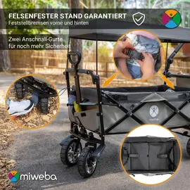 MIWEBA Bollerwagen MB-20 faltbar Beige/Bordeaux rot