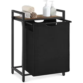 VASAGLE Wäschesammler mit Ablage 50 cm x 33 cm x 72 cm Braun-Schwarz