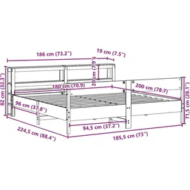 vidaXL Massivholzbett 180 x 200 cm Braun