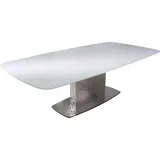 DELIFE Esstisch Edge, Boot Reliefglas Perlmutt 3D-Design 240x120 Wave Edelstahl grau 240 cm x 71 cm x 120 cm