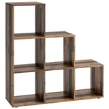 FMD FMD-Möbel Bücherregal Mega 1, 248-001, braun Stufenregal aus Holz, 6 Fächer, 104,5 x 108 x 33cm