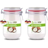 GreatVita Bio Kokosöl 2000ml, nativ & kaltgepresst Bügelglas zum Kochen & Backen