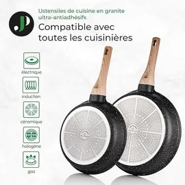 just perfecto household appliances Just Perfecto Töpfe Pfannen 11-Teilig,Topfset Pfannenset mit abnehmbaren Griffen,Pfanne 20/26cm,Topf 18/20cm,Tiefe Bratpfanne 26cm,Antihaftversiegelung,Kochen stapelbar topf Induktion,Ofenfest (Black)