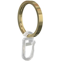 Flairdeco Gardinenringe/Ringe mit Faltenhaken, Metall, Messing-Optik, 33/27 mm, 10 Stück