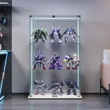 Glasvitrine Mit Led-beleuchtung – Transparente, Freistehende, Moderne Vitrine Aus Gehärtetem Glas Mit 3 Ablagen Und 2 Türen – Sammlervitrine – Schwarz