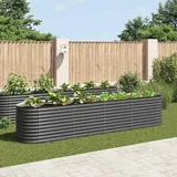 vidaXL Garten-Hochbeet verzinkter Stahl 400 x 80 x 81 cm Grau