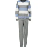 Erwin Müller Pyjama Damen-Schlafanzug Frottee Streifen blau 44