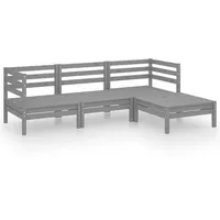 vidaXL 4-tlg Garten-Lounge-Set Massivholz Kiefer Grau