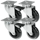 PRIOstahl Transportrollen 75mm Möbelrollen 2 Lenkrollen + 2 Lenkrollen mit Bremse Transparent