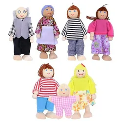 Fivejoy Puppenhaus Puppenhaus Puppen, Holzpuppe Spielzeug Familie Puppen Spielzeug, 7pcs, (7-tlg)