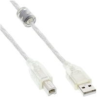 InLine USB 2.0 Kabel, A an B, transparent, mit