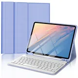 FOGARI iPad 10 Generation Tastatur Hülle | iPad 10.9 Tastatur Hülle 2022 - QWERTZ Deutsches Tastatur Magnetische Kabelloser Bluetooth Abnehmbar für iPad 10.Generation A2696/ A2757/ A2777 - Lila