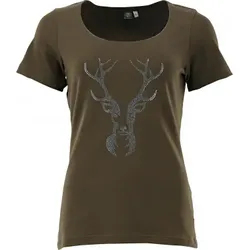 OS Trachten Damen T-Shirt Strass Hirsch, 2XL