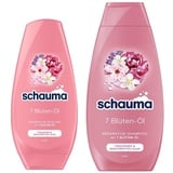 Schauma Schwarzkopf Reparatur-Shampoo 7 Blüten-Öl (1x 400 ml) glättet, Repair Shampoo für trockenes & erschöpftes Haar & Spülung (1x 250 ml) Pflegespülung verleiht strahlenden Glanz