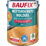 Baufix Wetterschutz-Holzgel pinie, seidenglänzend, 5 Liter, Holzlasur, tropfgehemmte Holzlasur, für alle Holzarten, witterungsbeständig