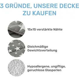 DAILYDREAM Gewichtsdecke aus 100% Baumwolle, 3,2Kg, 104x150cm, Motiv Sterne