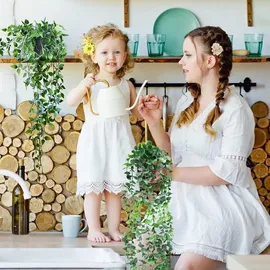 luxuskollektion 3er Set Künstliche Hängepflanzen mit Topf 55-85cm, Indoor Outdoor Deko