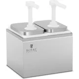 Royal Catering Saucenspender Pumpspender Senfspender Dosierspender Edelstahl 2 Pumpen 2 x 2 L