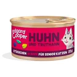 Edgard & Cooper Nassfutter Katze Senior Stückchen in Soße Truthahn & Huhn 18x85 g