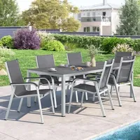 Kettler Basic Plus Gartenmöbel-Set 7-tlg. Tisch 220x100cm Dunkelgrau|Hellgrau