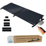 Solamount® | PV Flachdach Halterung ohne Bohren | Für 2 Module | Schwarz | Flachdach oder Bodenmontage | Einfache Montage