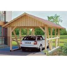 SKANHOLZ Einzelcarport Schwarzwald 4,24 x 6,00 m unbehandelt mit Dachlattung