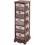 MCW Kommode mit 5 Korbschubladen 90x25x28cm, Shabby-Look, Vintage ~ braun
