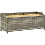 Mokuyary Gartenbank mit Stauraum 120 cm Poly Rattan Grau Sitzbank Parkbank mit Kissenbox, Balkonbank Outdoor Bank für Garten Terrasse Balkon