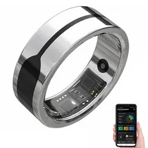 Newgen Medicals Fitnesstracker-Ring, Herzfrequenz- & SpO2-Anzeige, 2 mm, Silber, Gr.57